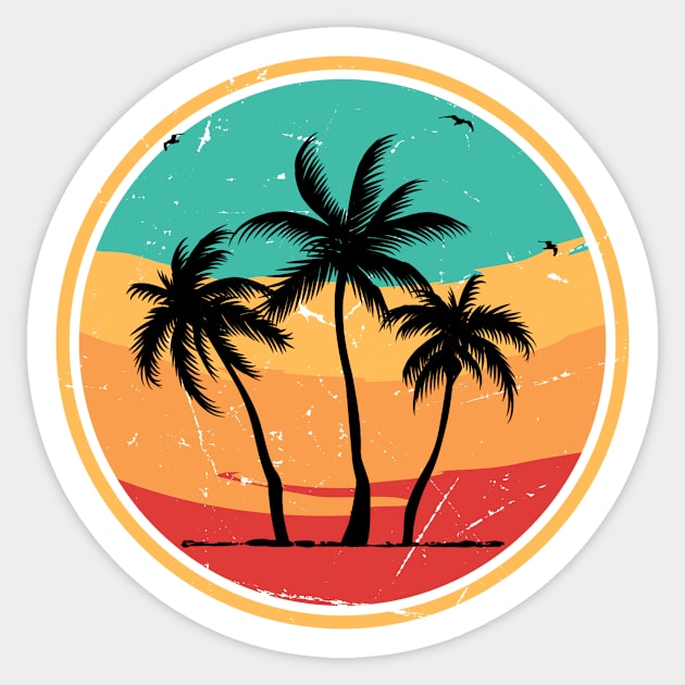 Vintage Tropical Palm Tree Beach Sticker by The WYLD Tribe